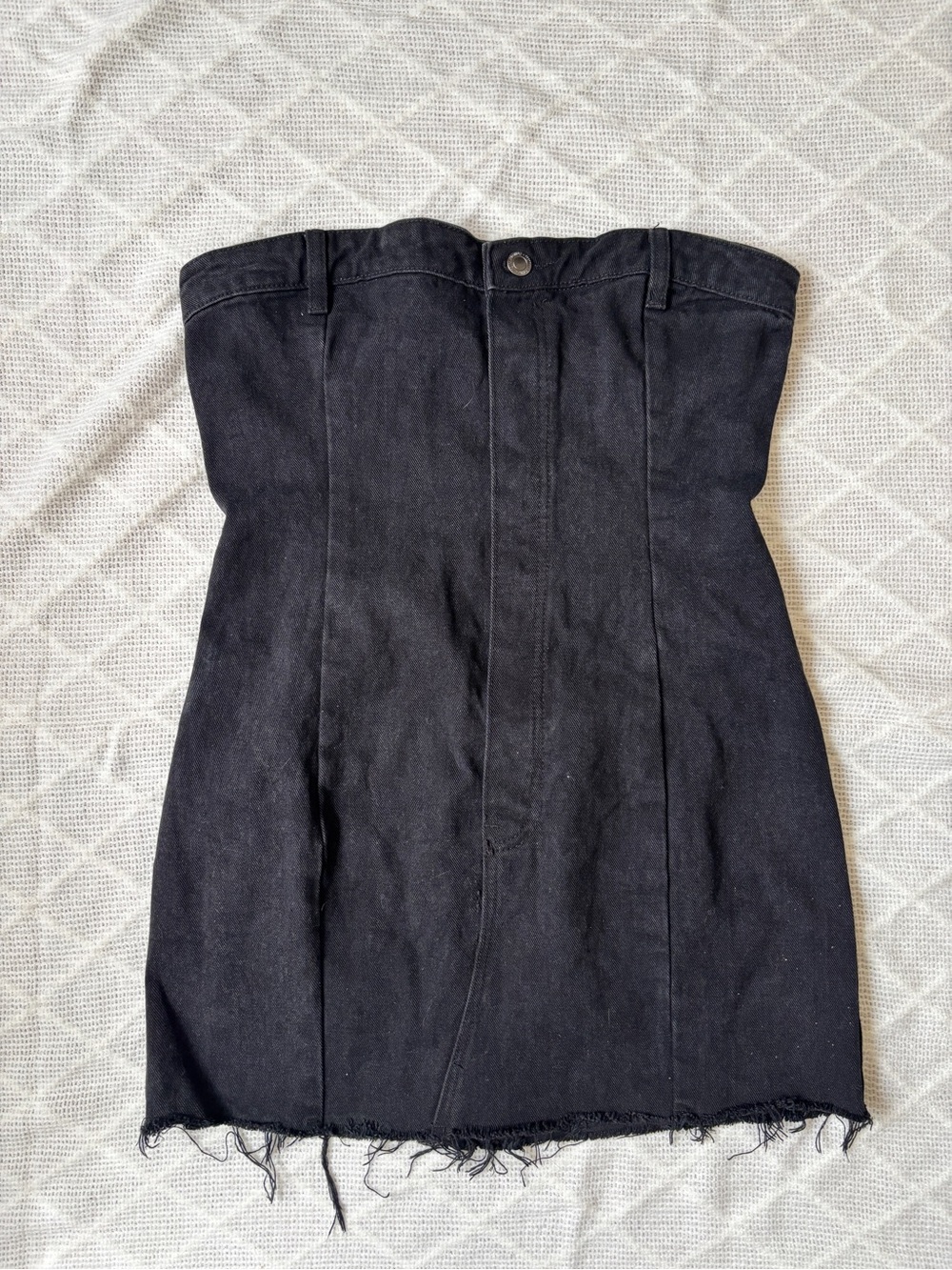 Black Denim Strapless Mini Skirt